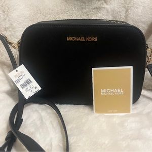 Michael Kors Black Leather Crossbody Shoulder Handbag Purse Bag~New with Tag